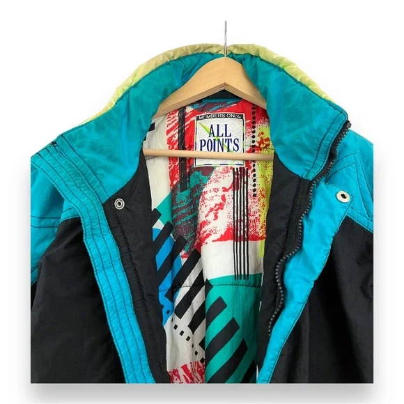 Vintage Members Only All Points Color Bomb Graphic Print Retro Ski Jacket 1980’s - Picture 3 of 16